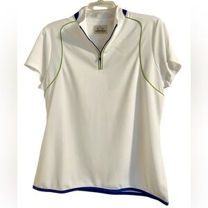 EP Pro Women’s Golf Polo Shirt White Green Sun Protection NWT Large